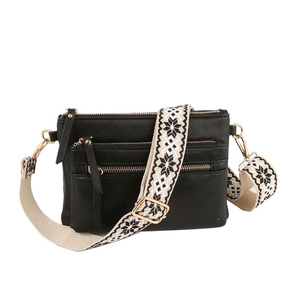 Fleurish Jewelry Handbags - Fashion Faux Leather Cross Body Bag With Guitar Strap